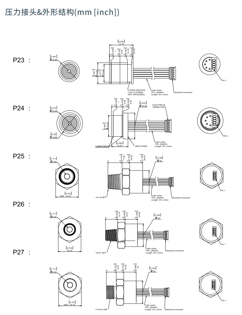 XMT15 系列小型化OEM压力芯体